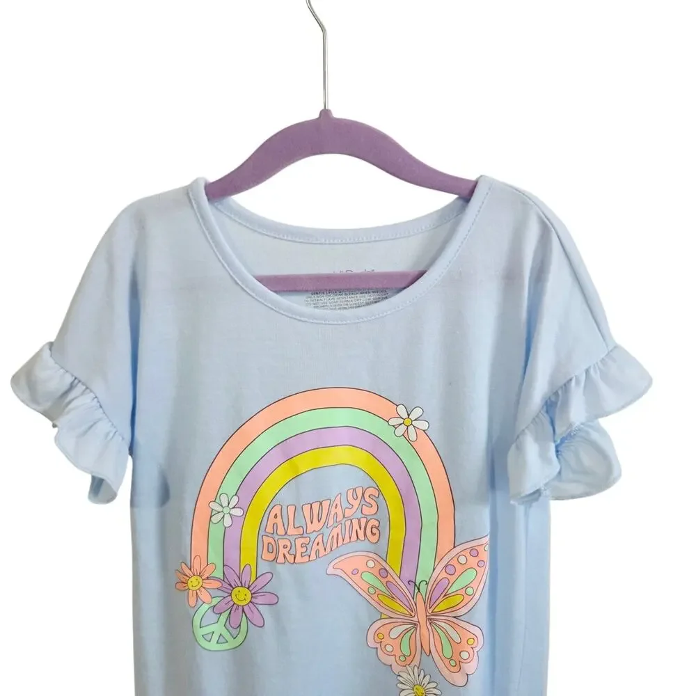 Cuddl Duds Size M Nightgown Pajama Dress Always Dreaming Rainbow Graphic Blue